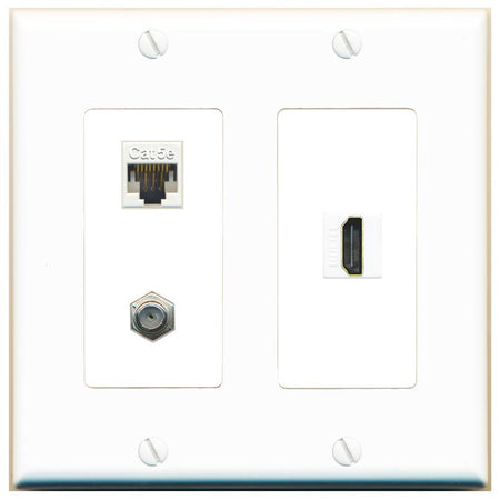 CAT5E COAX HDMI Wall Plate [White]