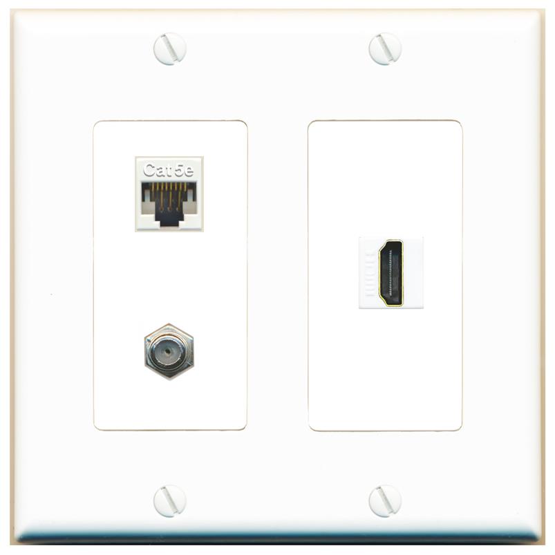 CAT5E COAX HDMI Wall Plate [White]