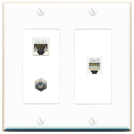 CAT5E COAX PHONE Wall Plate [White]