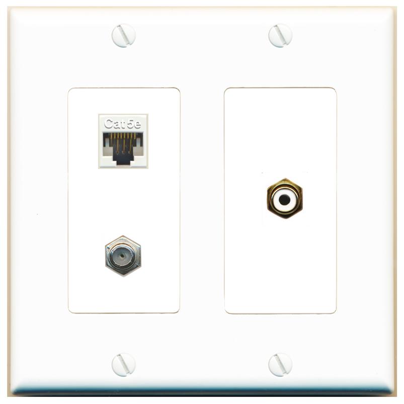 CAT5E COAX RCA-WHITE Wall Plate [White]