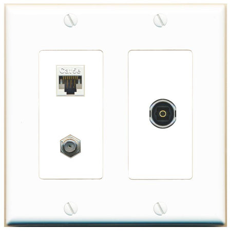 CAT5E COAX TOSLINK Wall Plate [White]