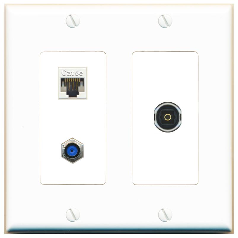 CAT5E F81 TOSLINK Wall Plate [White]
