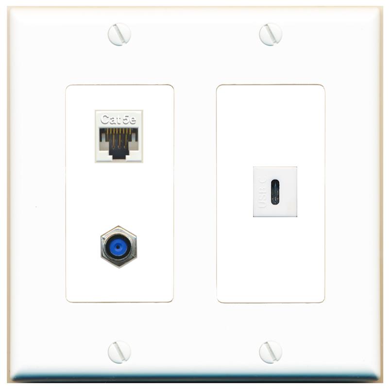 CAT5E F81 USBC Wall Plate [White]
