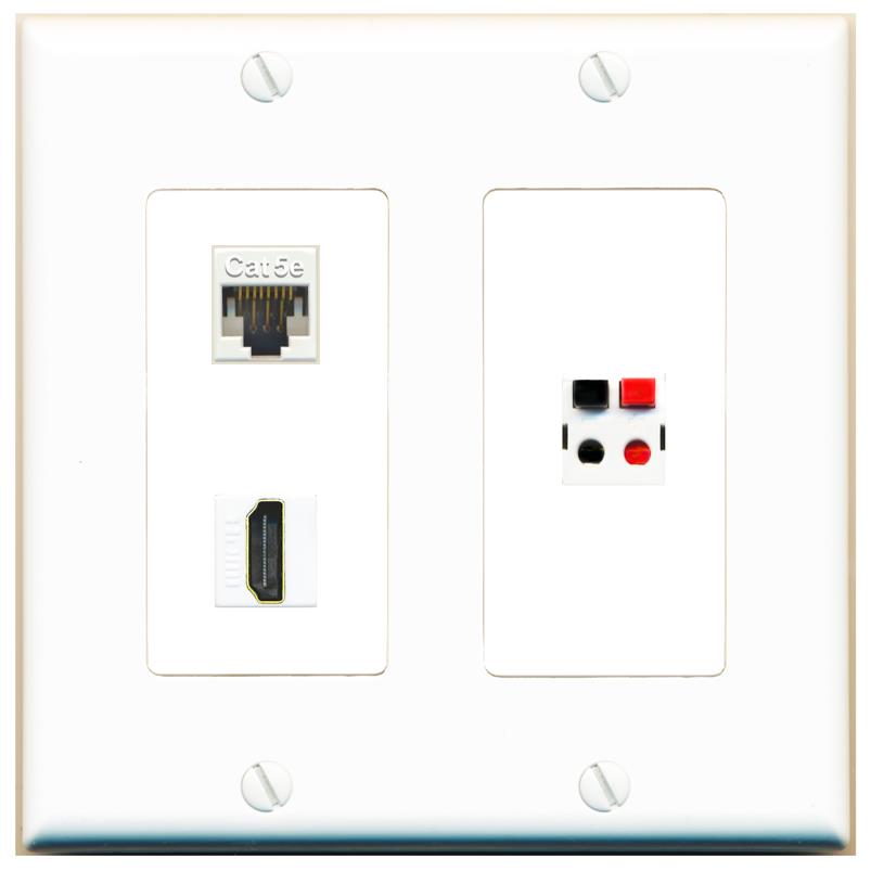 CAT5E HDMI SPEAKER Wall Plate [White]