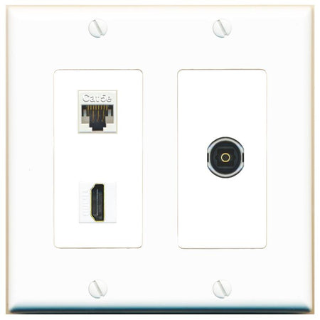 CAT5E HDMI TOSLINK Wall Plate [White]