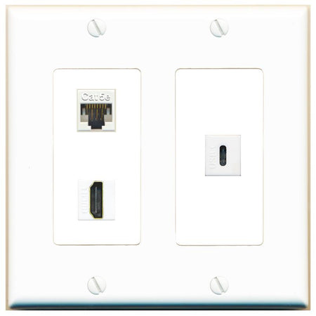 CAT5E HDMI USBC Wall Plate [White]