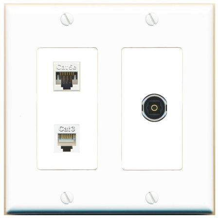 CAT5E PHONE TOSLINK Wall Plate [White]