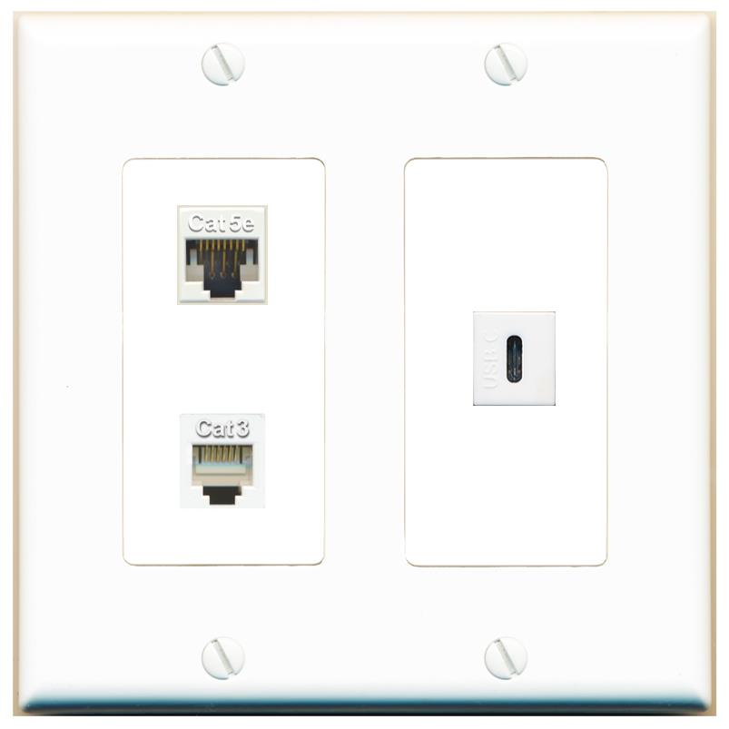 CAT5E PHONE USBC Wall Plate [White]
