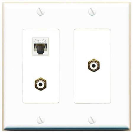 CAT5E 2 RCA-WHITE Wall Plate [White]