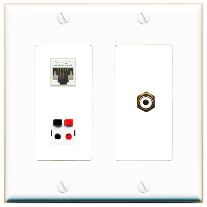 CAT5E RCA-WHITE SPEAKER Wall Plate [White]