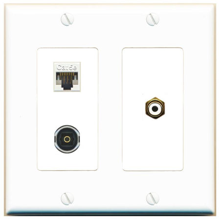 CAT5E RCA-WHITE TOSLINK Wall Plate [White]