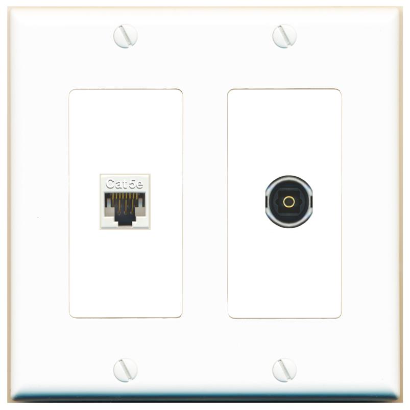 CAT5E TOSLINK Wall Plate [White]