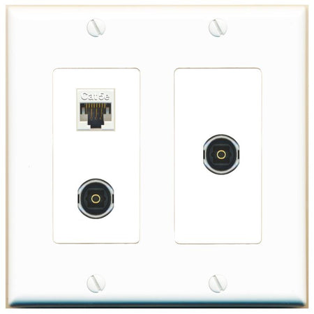 CAT5E 2 TOSLINK Wall Plate [White]