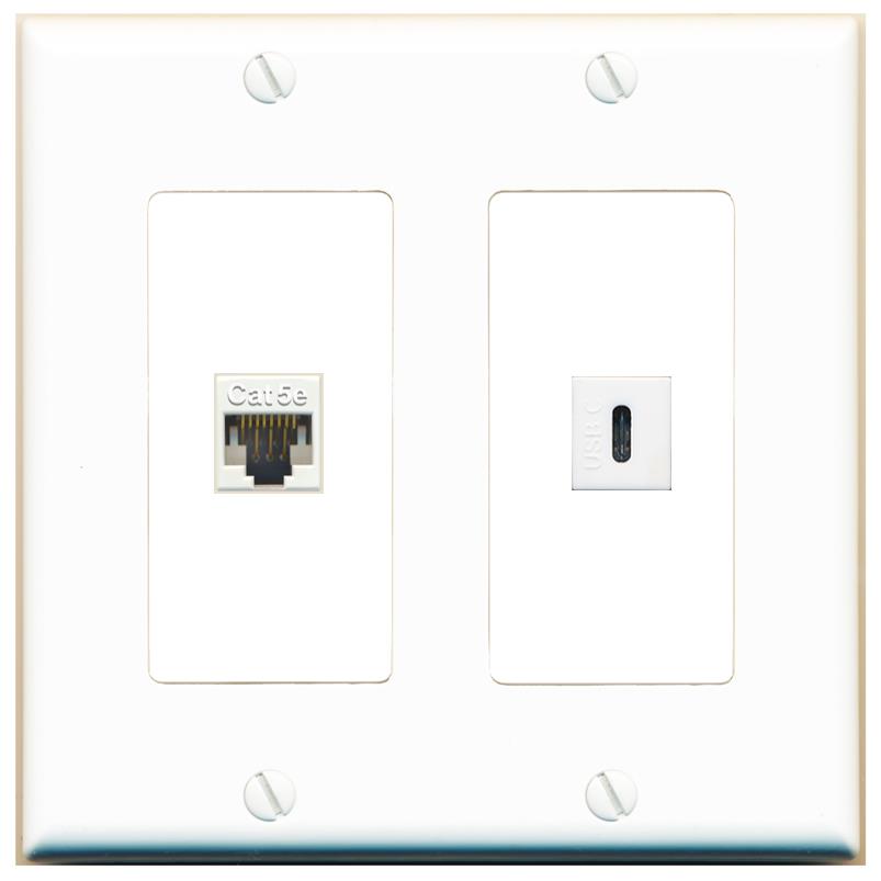 CAT5E USBC Wall Plate [White]
