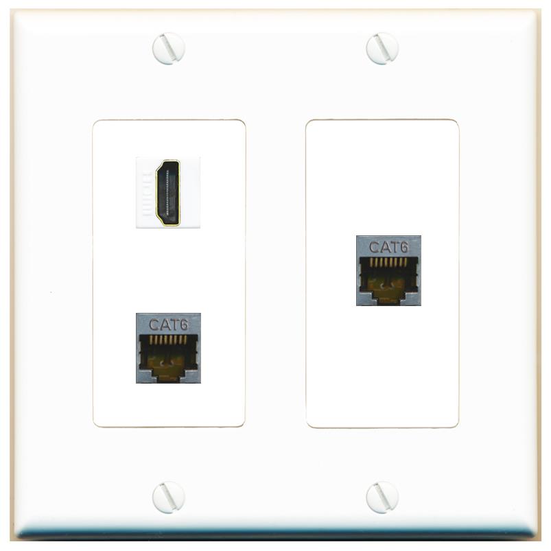 2 CAT6-SHIELDED HDMI Wall Plate [White]