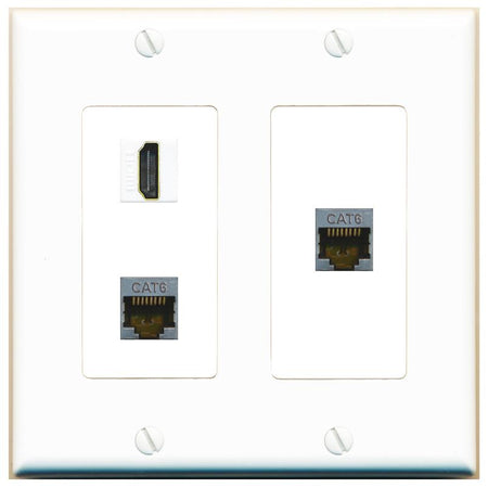 2 CAT6-SHIELDED HDMI Wall Plate [White]