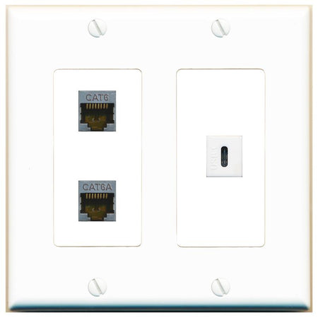 CAT6-SHIELDED CAT6A USBC Wall Plate [White]