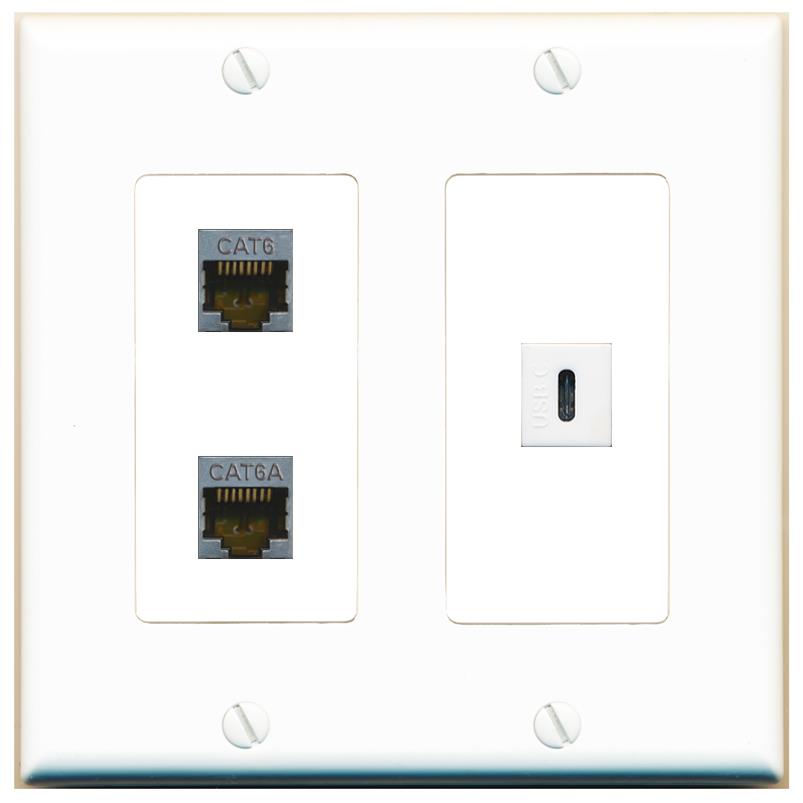 CAT6-SHIELDED CAT6A USBC Wall Plate [White]