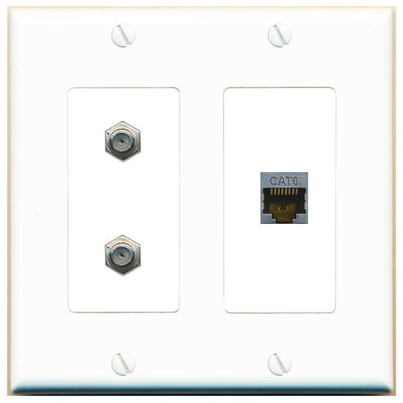CAT6-SHIELDED 2 COAX Wall Plate [White]