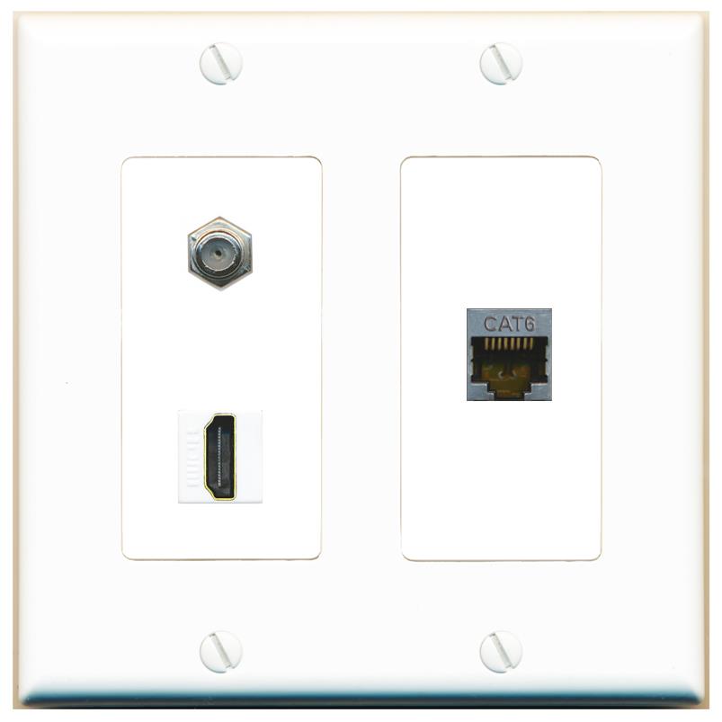 CAT6-SHIELDED COAX HDMI Wall Plate [White]