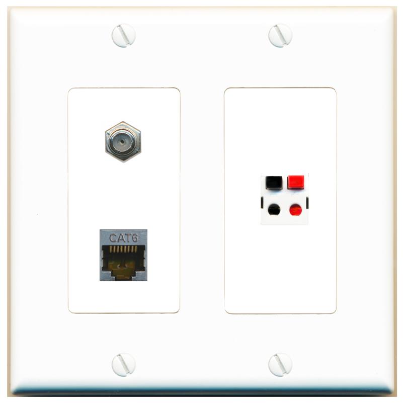 CAT6-SHIELDED COAX SPEAKER Wall Plate [White]