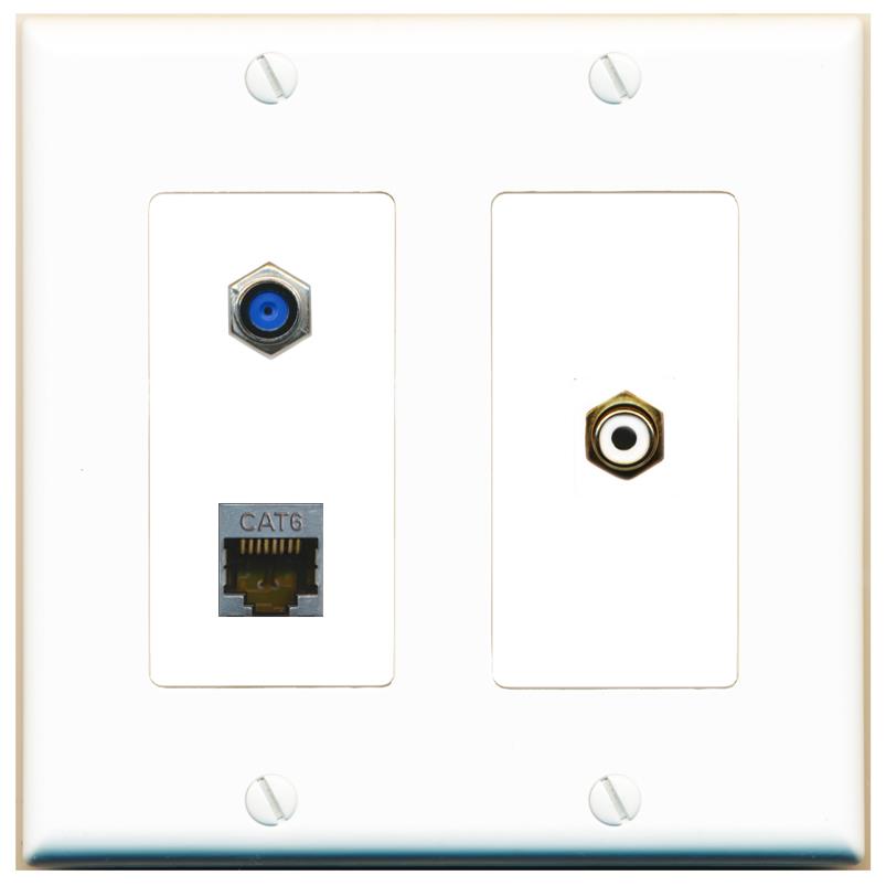 CAT6-SHIELDED F81 RCA-WHITE Wall Plate [White]