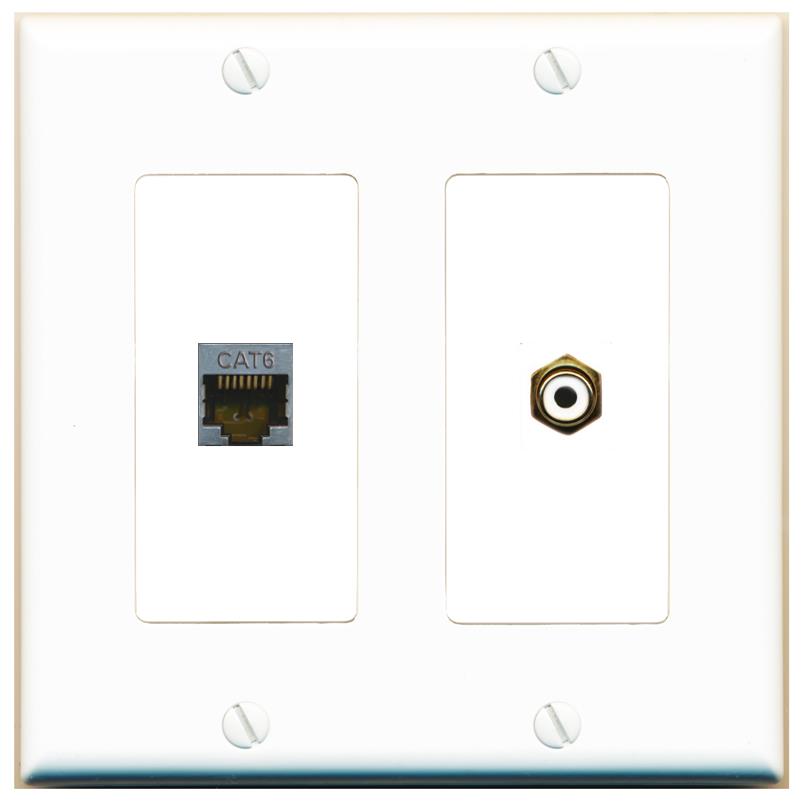 CAT6-SHIELDED RCA-WHITE Wall Plate [White]