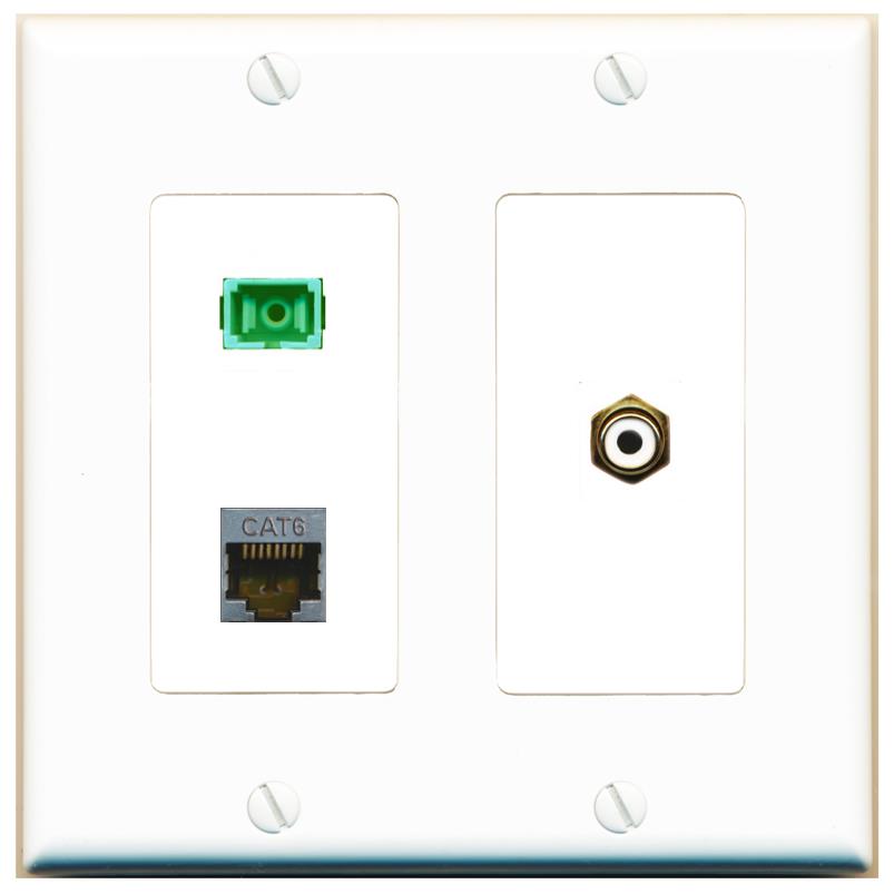 CAT6-SHIELDED RCA-WHITE SC-APC-SX Wall Plate [White]