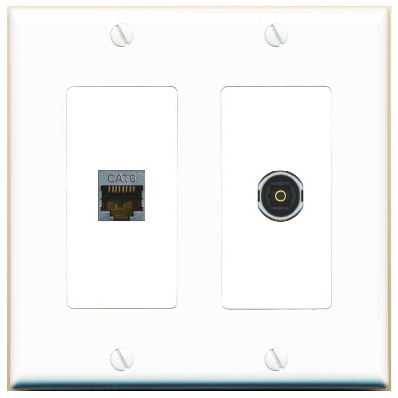 CAT6-SHIELDED TOSLINK Wall Plate [White]
