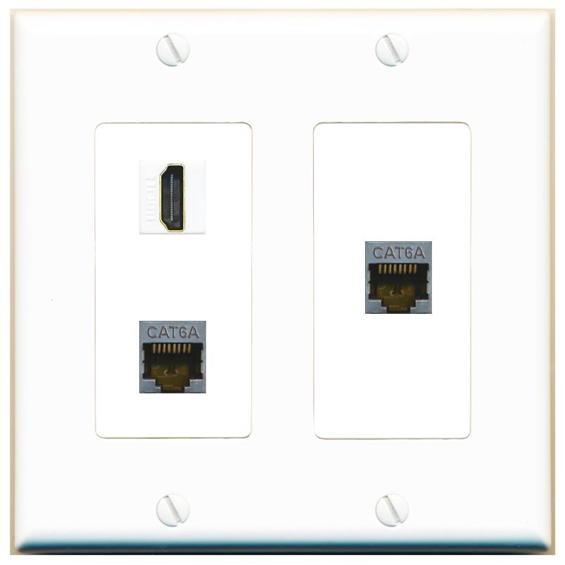2 CAT6A HDMI Wall Plate [White]