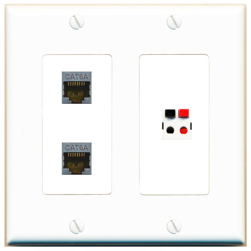 2 CAT6A SPEAKER Wall Plate [White]