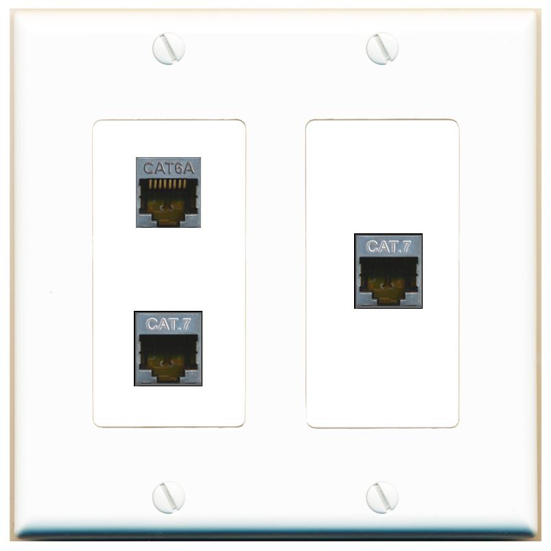 CAT6A 2 CAT7 Wall Plate [White]