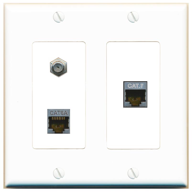 CAT6A CAT7 COAX Wall Plate [White]