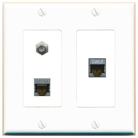 CAT6A CAT7 COAX Wall Plate [White]