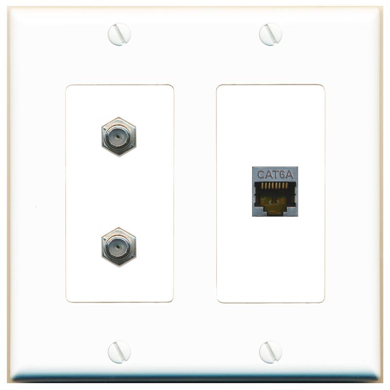 CAT6A 2 COAX Wall Plate [White]