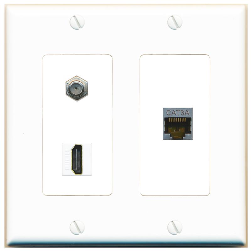 CAT6A COAX HDMI Wall Plate [White]