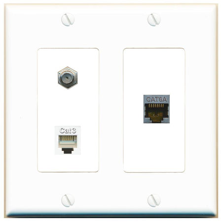 CAT6A COAX PHONE Wall Plate [White]
