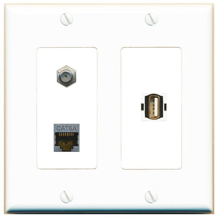 CAT6A COAX USB2 Wall Plate [White]