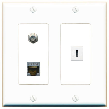 CAT6A COAX USBC Wall Plate [White]