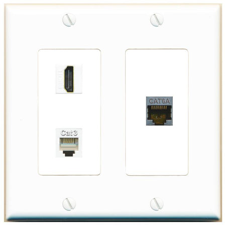 CAT6A HDMI PHONE Wall Plate [White]