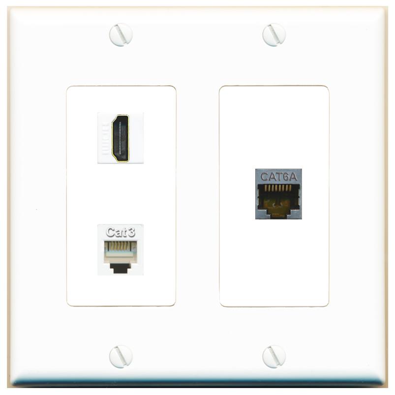CAT6A HDMI PHONE Wall Plate [White]
