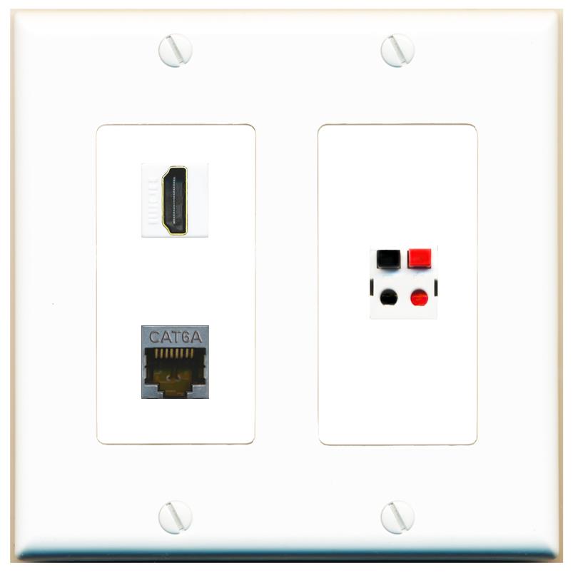CAT6A HDMI SPEAKER Wall Plate [White]
