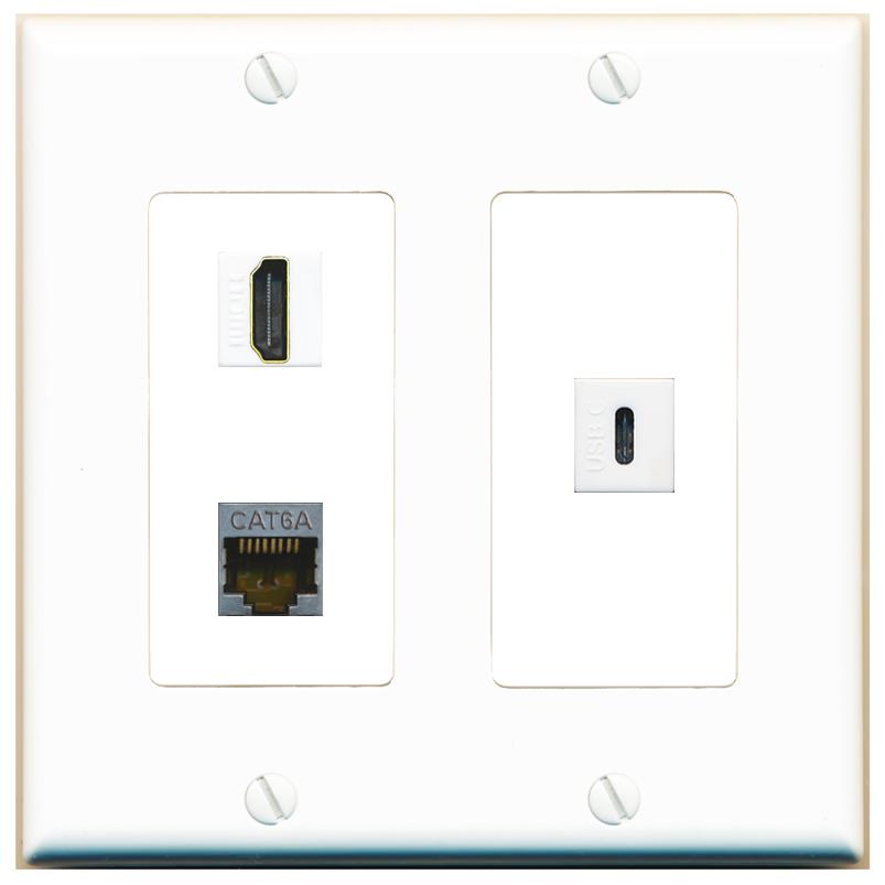 CAT6A HDMI USBC Wall Plate [White]