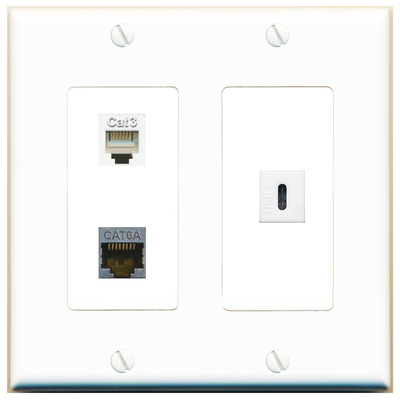 CAT6A PHONE USBC Wall Plate [White]