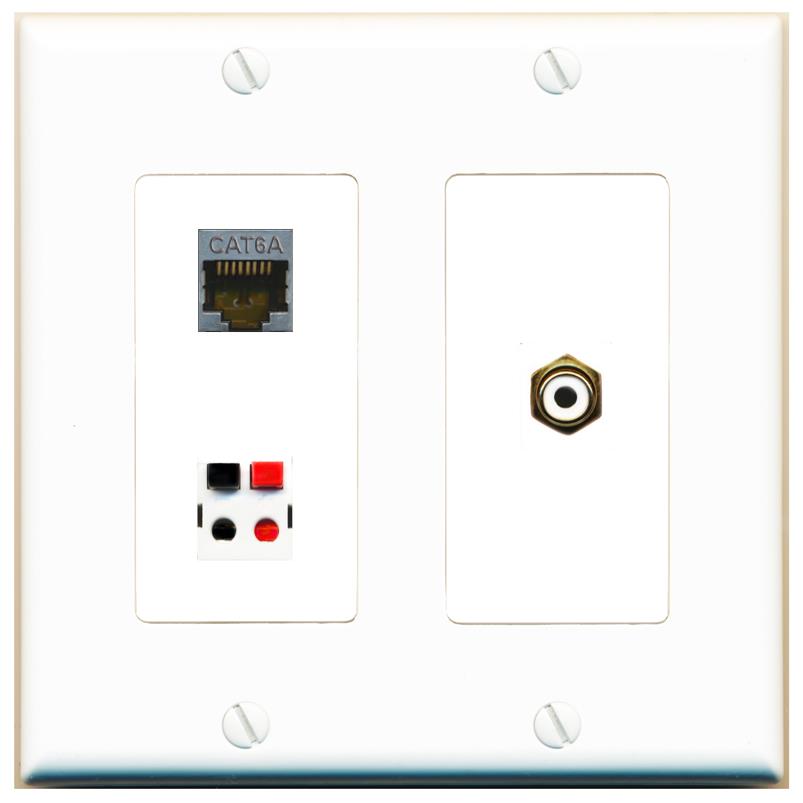 CAT6A RCA-WHITE SPEAKER Wall Plate [White]