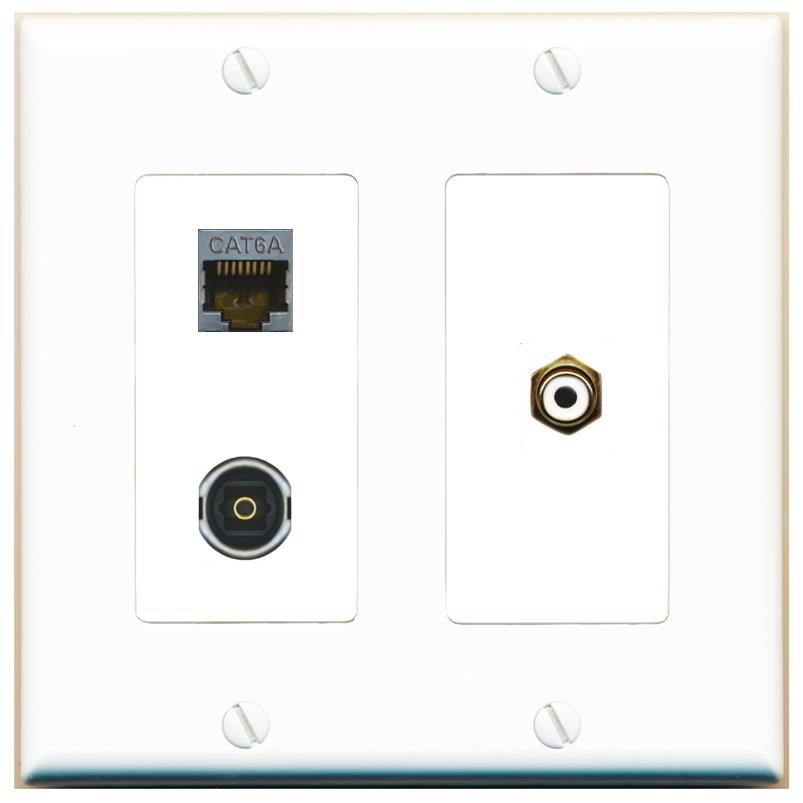 CAT6A RCA-WHITE TOSLINK Wall Plate [White]