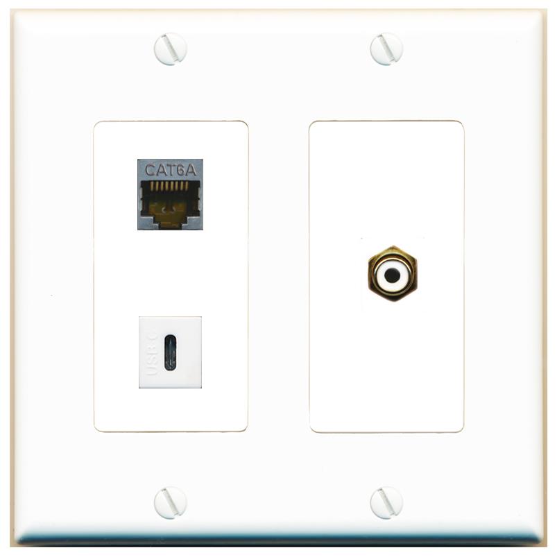 CAT6A RCA-WHITE USBC Wall Plate [White]