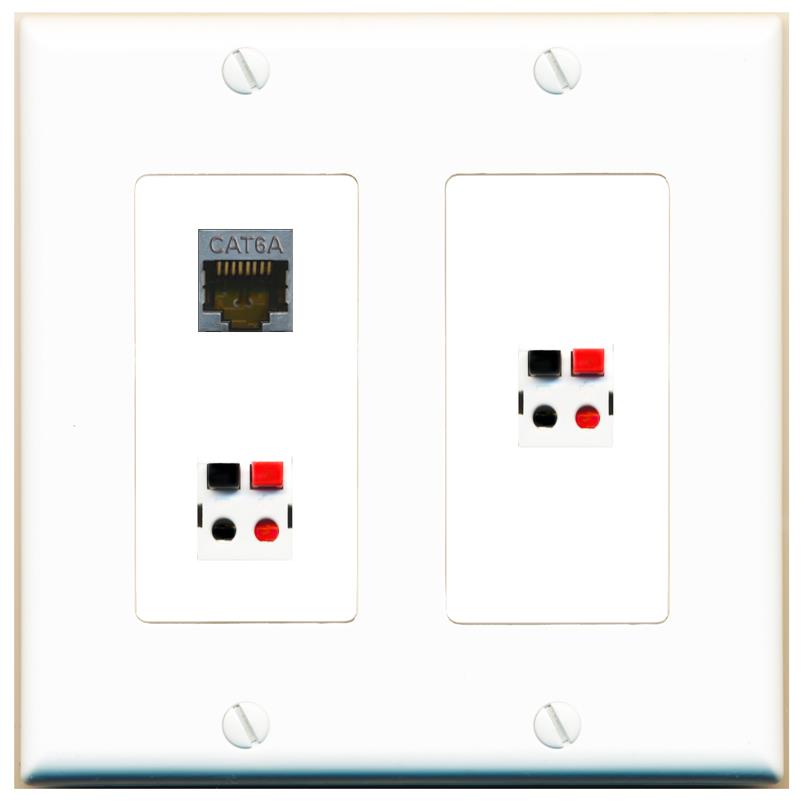 CAT6A 2 SPEAKER Wall Plate [White]