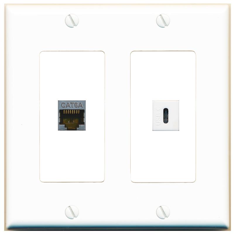 CAT6A USBC Wall Plate [White]