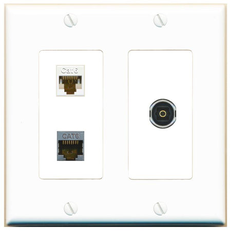 CAT6 CAT6-SHIELDED TOSLINK Wall Plate [White]